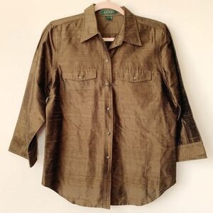 Lauren by Ralph Lauren Button Up Top (Women's Size 8)